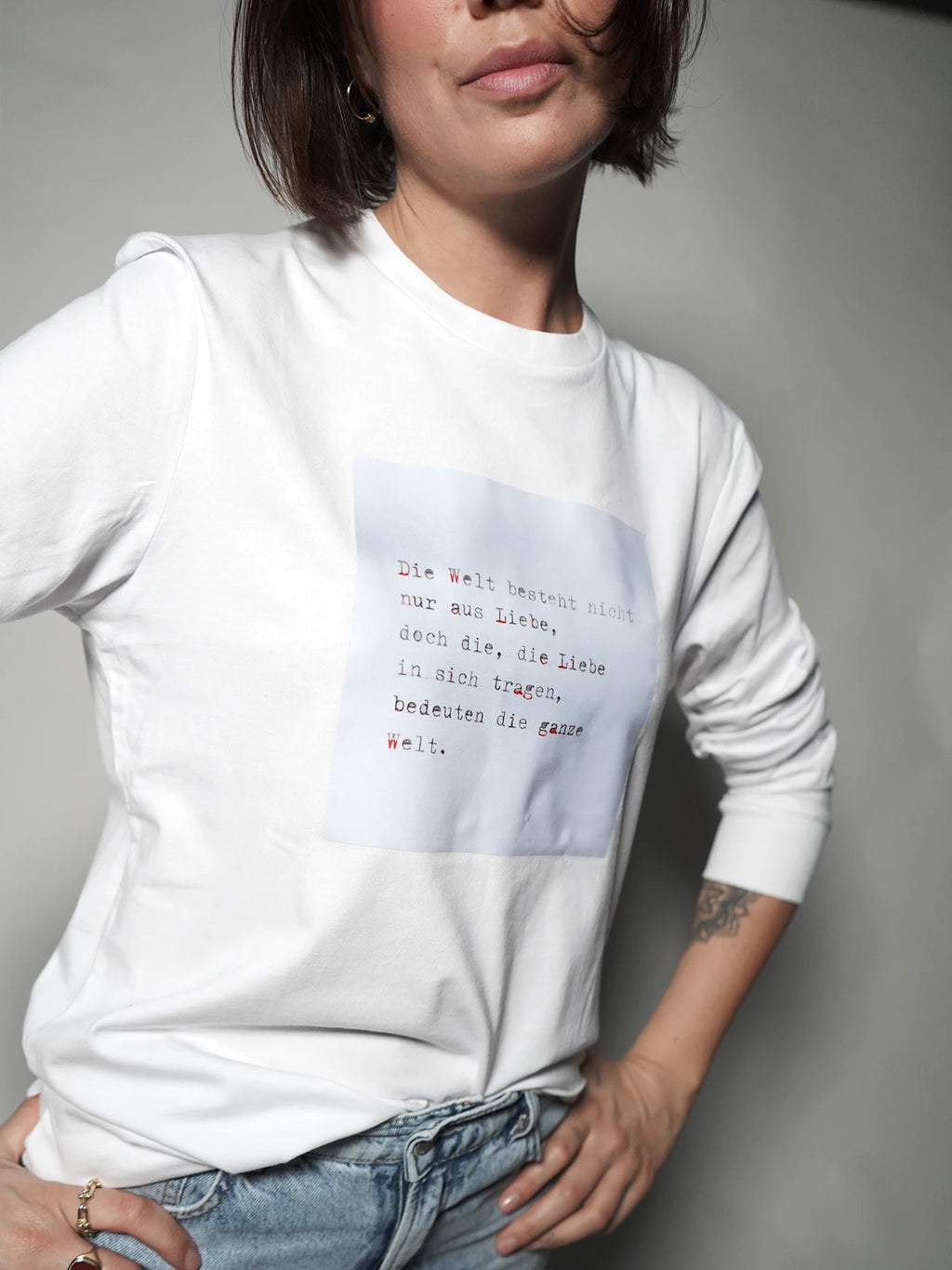 Liebe Welt (Blau) Langarmshirt