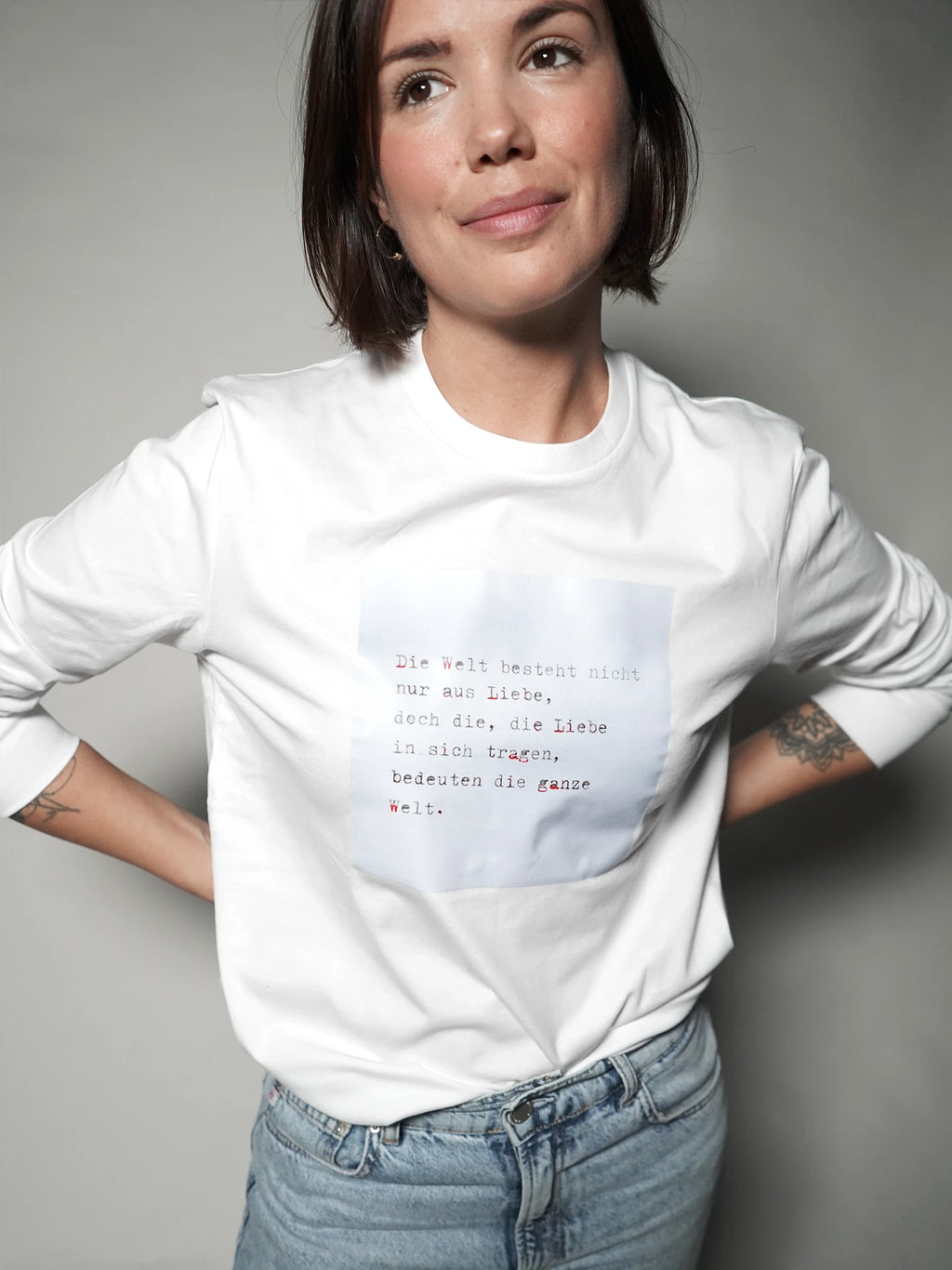 Liebe Welt (Blau) Langarmshirt