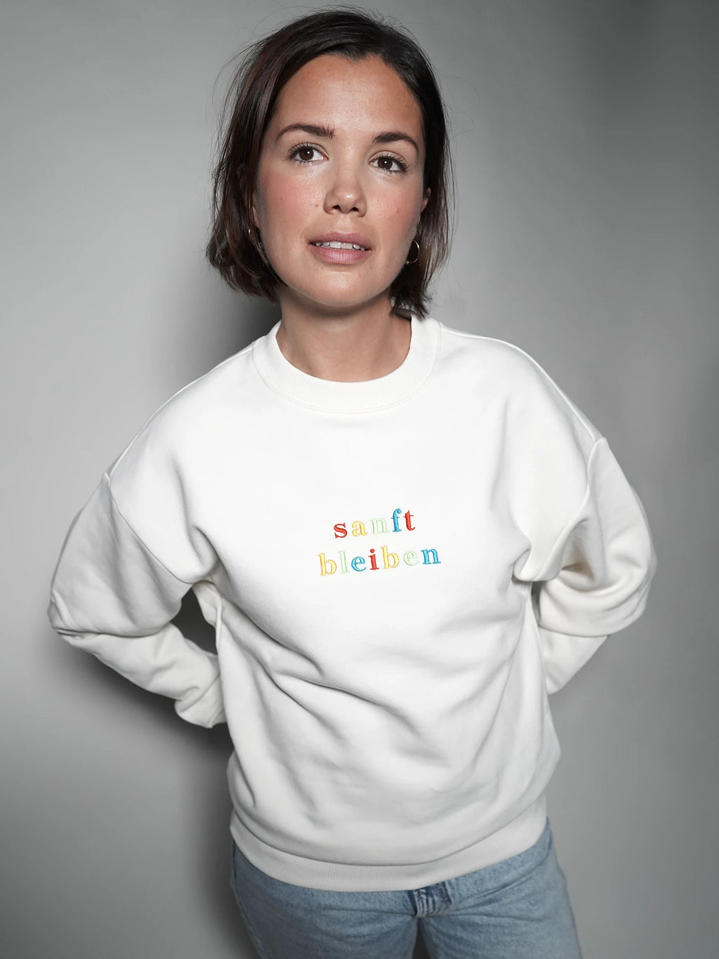 Sanft bleiben (Stick) Oversized Sweatshirt Unisex